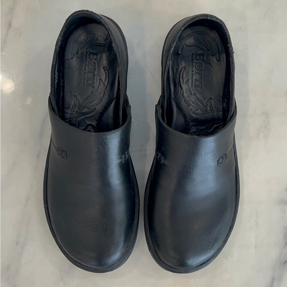 Born, Women’s, Black, Leather, Slip On, Shoes.